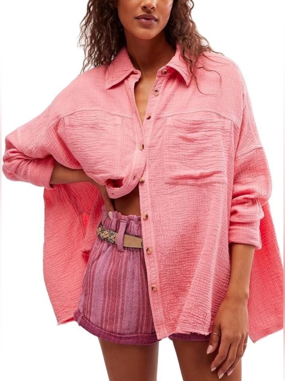 Free People We the Free Women's Cardiff PINK PROMISE Top BLOUSE SIZE XS